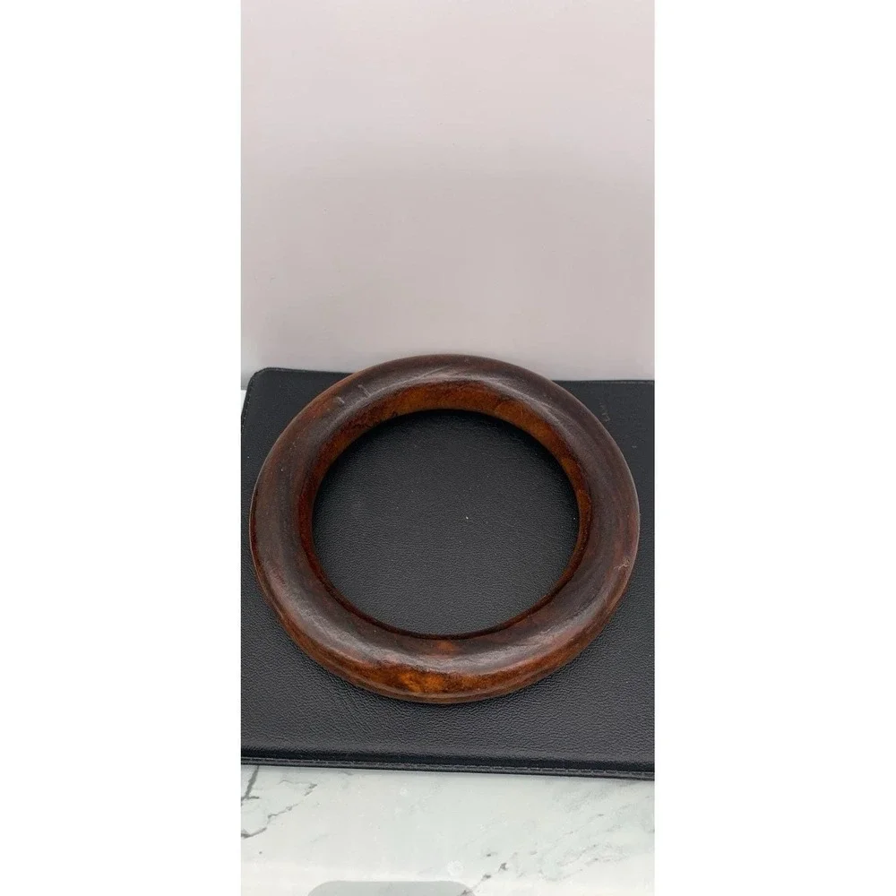 Vintage Chunky Wood / Wooden Bangle Bracelet For Larger Wrist